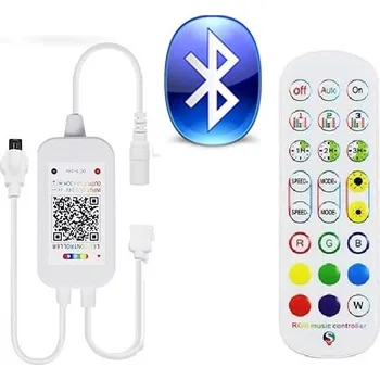 LED páska RGB Bluetooth ovladač pro LED pásky DC 5-24V, pro Android, iOS (Bluetooth ovladač a přijímač k multicolor LED pásku)