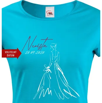 Dámské tričko Dámské tričko Nevěsta, Barva Modrá, Velikost L, Canvas Dámské tričko s krátkým rukávem Bezvatriko.cz 1003