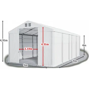 Zahradní stan Skladový stan 5x9x4m střecha PVC 580g/m2 boky PVC 500g/m2 konstrukce ZIMA Bílá Bílá Bílá