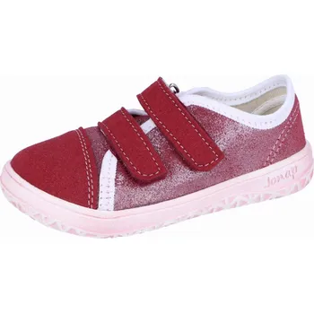 Dívčí polobotky Barefoot tenisky Jonap Airy - vínová lesk dívčí Velikost: 26