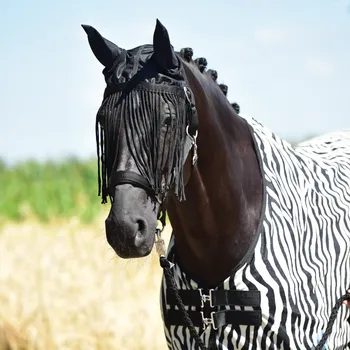 Koňská maska proti hmyzu Náušáky s třásněmi Fly Protector (Pony)