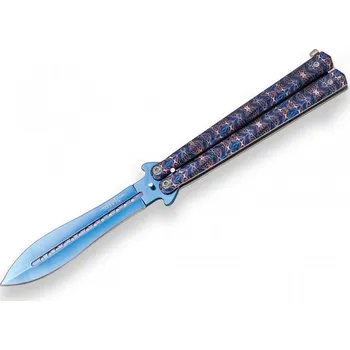 Multifunkční nůž Joker motýlek Aluminium Blue Ornamet One Edge Butterfly 105 mm