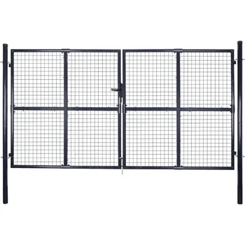 brána Zahradní plotová brána pozinkovaná ocel 143366 289 x 175 cm šedá