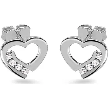 Náušnice Náušnice z bílého zlata srdíčka se zirkony IZ26148A + dárkové balení LUXUS zdarma