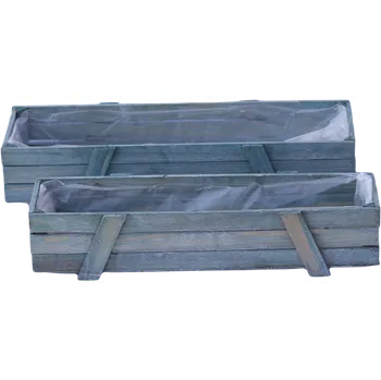 Truhlík dřevěný šedý set 2 ks