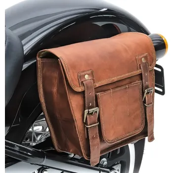 Zavazadlo na motocykl Kožená boční retro moto brašna hnědá