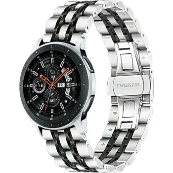 eses Kovový řemínek - Stříbrno černý, 22 mm