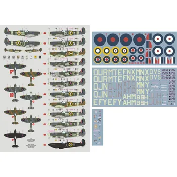 Plastikový model DK decals 1/48 Spitfire Mk.V Aces (12x camo)
