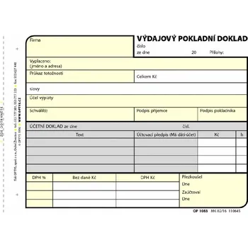 Tiskopis Výdajový pokladní doklad A6 NCR/OP1083