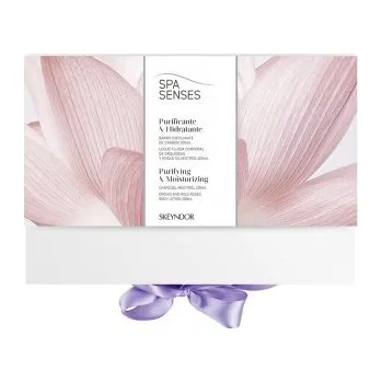 Kosmetická sada Skeyndor Spa Senses Purifying and Moisturizing Set - Bahenní peeling 200 ml + mléko orchidej a divoká růže 200 ml Dárková sada