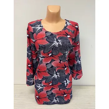 Dámská tunika damské halenky, Barva Červená, Velikost XL46, Materiál 96% Viskoza 4% Lycra