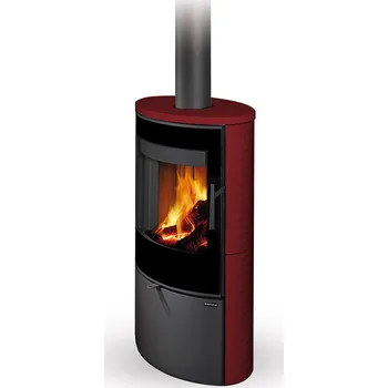 Krbová kamna ROMOTOP SONE G 01 keramika cherry 75705 - keramická krbová kamna s reliéfem a designovým sklem