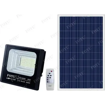 Stojací lampa FOYU FO-200 reflektor s venkovním solárním panelem IP67 s dálkovým ovládáním s časovačem studená bílá 200w