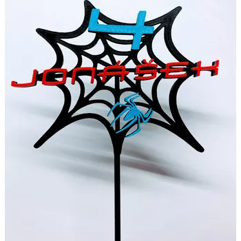 Dortová svíčka Zápich - číslovka / číslo s pavoučí sítí; možnost jména/přezdívky/čísla (téma Spiderman)