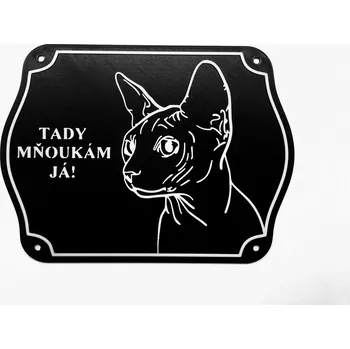 Domovní cedule Cedule Kočka#2 na vrata Sphynx - speciální edice (25% z ceny darujeme)