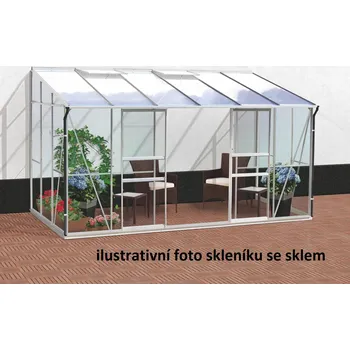 Skleník Skleník ke zdi VITAVIA IDA 7800 PC 4 mm stříbrný (Zahradní skleník s výplní z polykarbonátu)