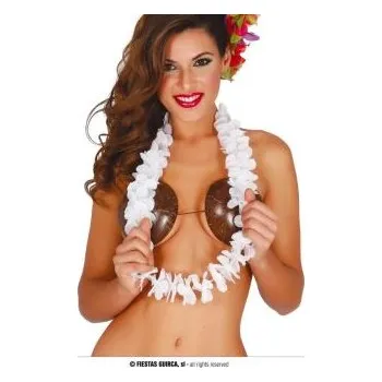 Karnevalový doplněk HAVAJSKÝ VĚNEC - BÍLÝ - HAWAII - cca 100 cm