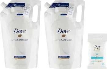 Mýdlo DOVE Jemné tekuté mýdlo náhradní náplň 2x 750 ml + DOVE Care Protect vlhčené ubrousky 10 ks