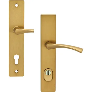 Dveřní kování COBRA BEZP.K. TOWER H S KLIKOU GIUSSY PŘEKRYTKA Provedení: PZ (vložkový zámek), Povrch: F4 - bronzový elox, Rozteč: 72 mm