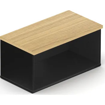 Policová skříň NABYTEK-DESIGNOVY.CZ EPIC Skříň kancelářská EPIC, volitelné skleněné dveře, 1 police, šířka 80/120 cm, výška 38,9cm, dub/černá