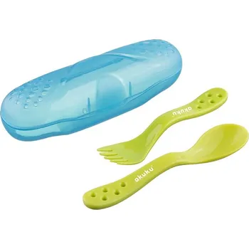 Příbor Vidlička a lžička v pouzdru zelená Akuku