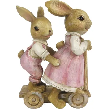 Velikonoční dekorace Clayre & Eef 6PR3296 zaječí děti na koloběžce