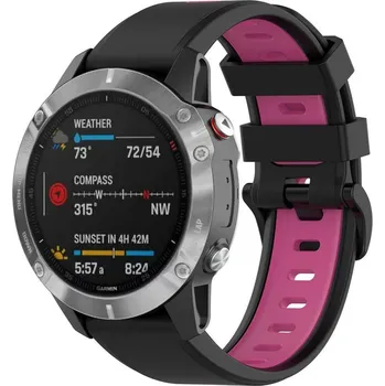 Ostatní příslušenství k chytrým hodinkám eses Silikonový řemínek pro Garmin - Černo růžový, QuickFit 22 mm