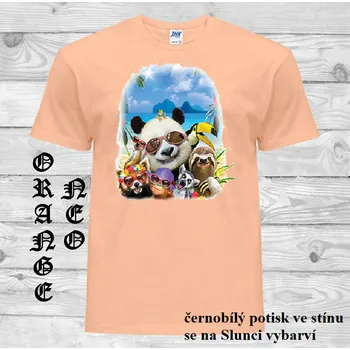 panske-bavlnene-tricko-uv-potisk-panda-zviratka Barva: Orange neo - matně oranžová, velikost: L