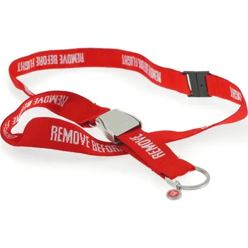 Klíčenka na krk REMOVE BEFORE FLIGHT červená