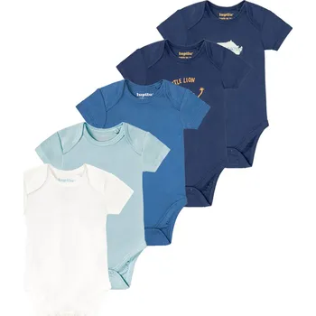lupilu® Chlapecké body s krátkými rukávy BIO, 5 kusů (62/68, námořnická modrá/modrá/bílá)