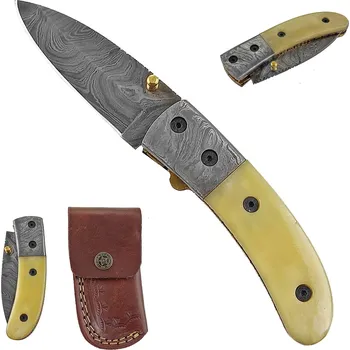 kapesní nůž Chladné Zbraně Damaškový zavírací nůž "FATA MORGANA" s velbloudí kostí