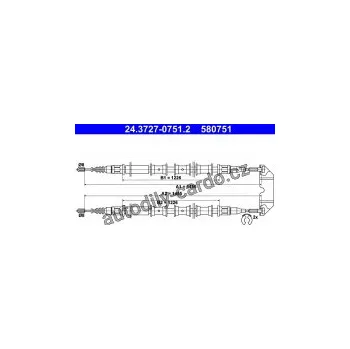 Brzdová hadice Lanko ruční brzdy ATE 24.3727-0751 (AT 580751)
