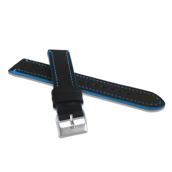 Řemínek na hodinky LAVVU Modře prošitý řemínek TAILOR z luxusní kůže Top Grain - 20 LSPBB20