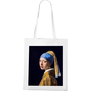 Plátěná taška Dívka s perlovou náušnicí, Barva Bílá, Velikost 40×45 cm, Canvas Nákupní taška Bezvatriko.cz 1120 - DTF/DTG