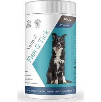 Antiparazitikum pro psa VERM-X Přírodní prášek proti blechám a klíšťatům 70G