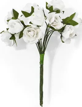 Galeria Papieru Papírové květiny na drátku Růže bílá 12 ks
