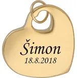 Doria Přívěsek srdce zlaté z oceli s gravírováním E283