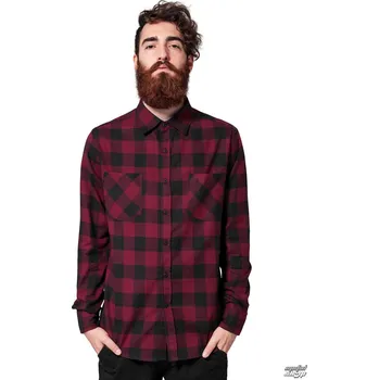 košile pánská URBAN CLASSICS - Checked Flanell - TB297 - blk/burgundy - S