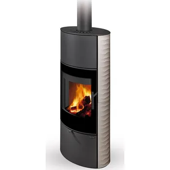 Krbová kamna ROMOTOP SONE G 01 A keramika champagne 30301 - keramická krbová kamna s reliéfem a designovým sklem s možností akumulace