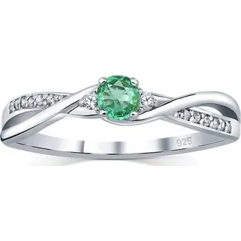 Prsten Stříbrný prsten s pravým Smaragdem a Brilliance Zirconia velikost obvod 60 mm JJJR1100ER-obvod 60 mm