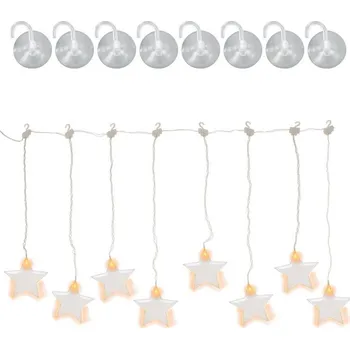 Vánoční dekorace Vánoční světelný závěs, hvězdy, 8 LED, teple bílý