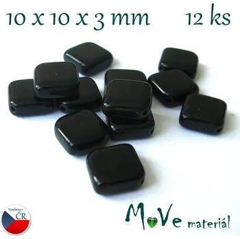 Dětské navlékací korálky České skleněné kosočtverce 12ks, černé