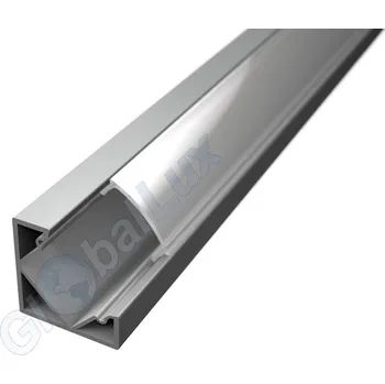 LED lišta LED PROFILES Led profil CORNER 1 s mléčným difuzorem stříbrný