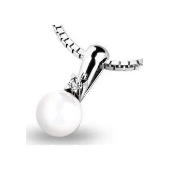 Přívěsek Zlatý perlový přívěsek s diamantem AU 585/1000 PATTIC G10891B05