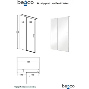 BESCO EXO-C BCEXOC100CC+BCEXOCH90CC sklo Čiré bezpečnostní sklo - 6 mm