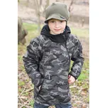 zelená maskáčová bunda se šikmým zipem