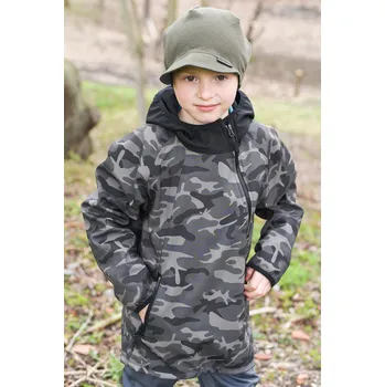 Chlapecká bunda zelená maskáčová bunda se šikmým zipem