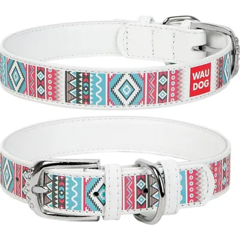 Obojek pro psa Kožený obojek s potiskem ETHNO Obvod krku: 46-60 cm, šířka: 35 mm