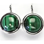 Zlaté náušnice, bílé i žluté zlato , přírodní kámen Malachit 10 mm - NK 1452 (malachit 10 mm)