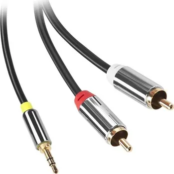 Audio kabel Kabel GoGEN Jack 3,5mm / 2x Cinch, 1,5m, pozlacené konektory - černý